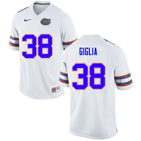 Men #38 Anthony Giglia Florida Gators College Football Jersey White